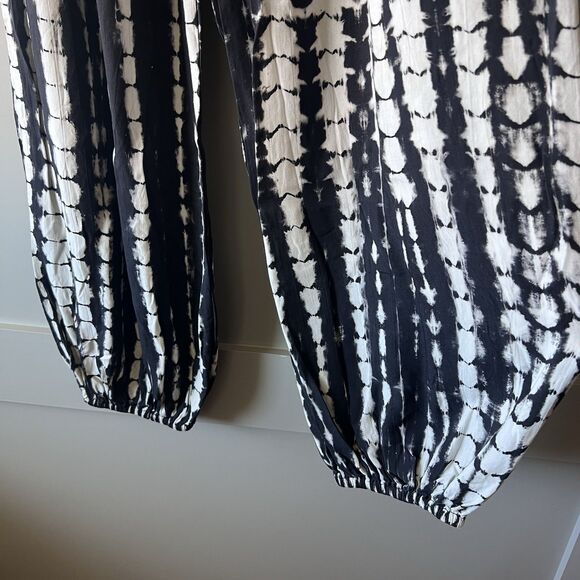 Style Park 1 Women Tie Dye Harem Style Jogger Pants One Size Boho Wide Leg Black - Picture 7 of 12